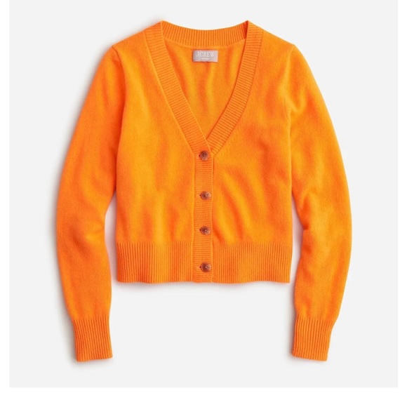 J. Crew Sweaters - J.Crew Large Cashmere cropped V-neck cardigan sweater orange LIKE NEW